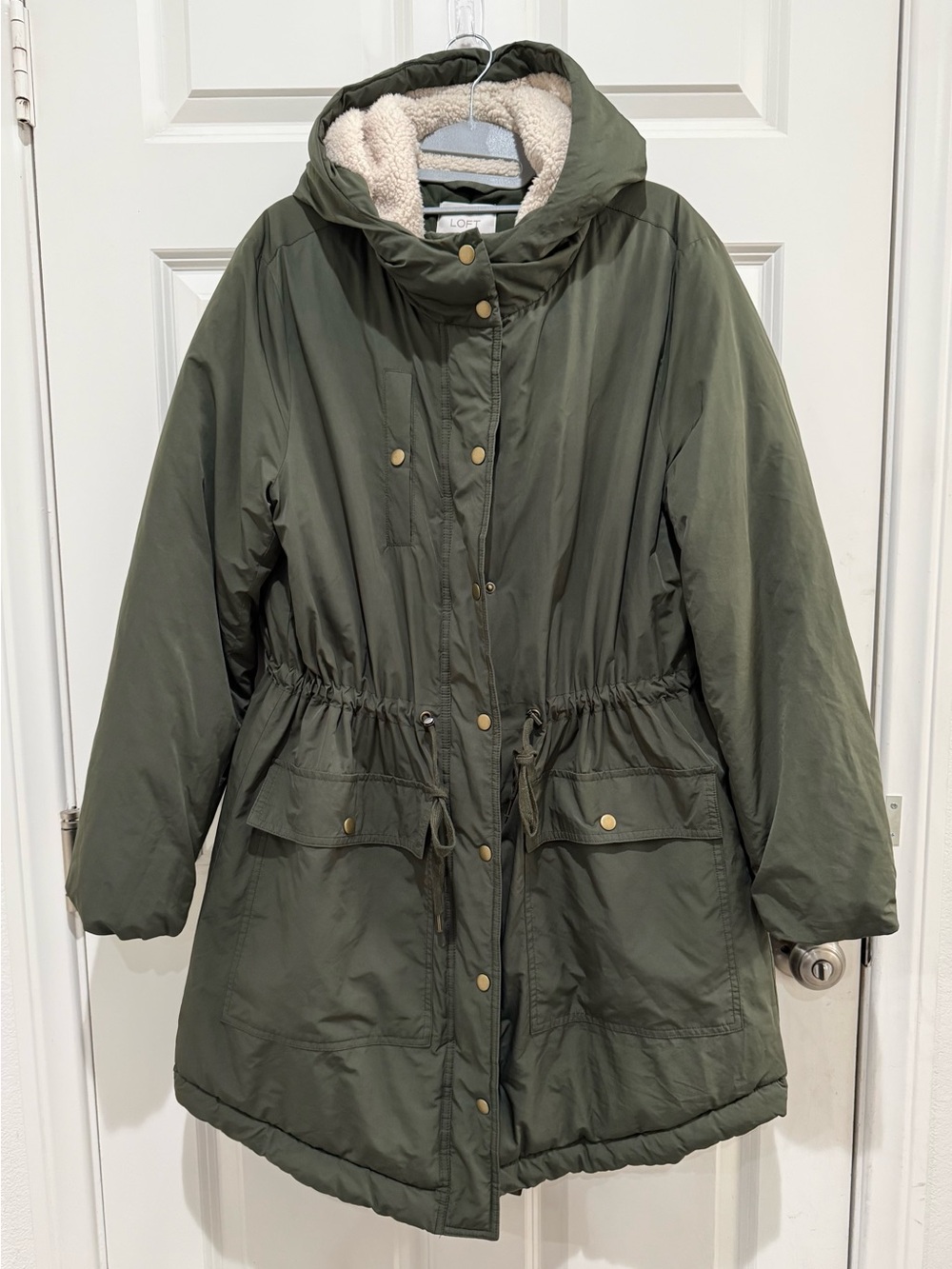 LOFT by Ann Taylor Olive Hooded Parka Light Puffer Jacket Coat Size M